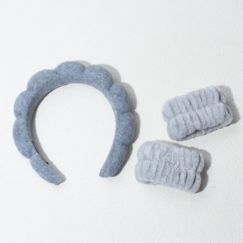 Glow Trio Spa Set- Headband + Wristbands for Face Care