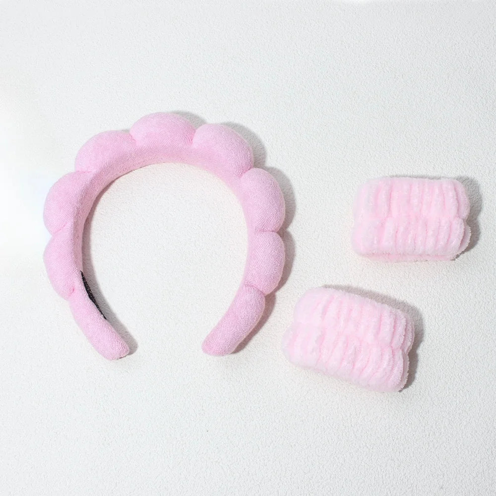 Glow Trio Spa Set- Headband + Wristbands for Face Care