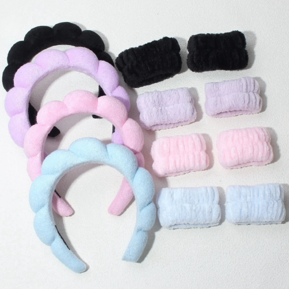 Glow Trio Spa Set- Headband + Wristbands for Face Care