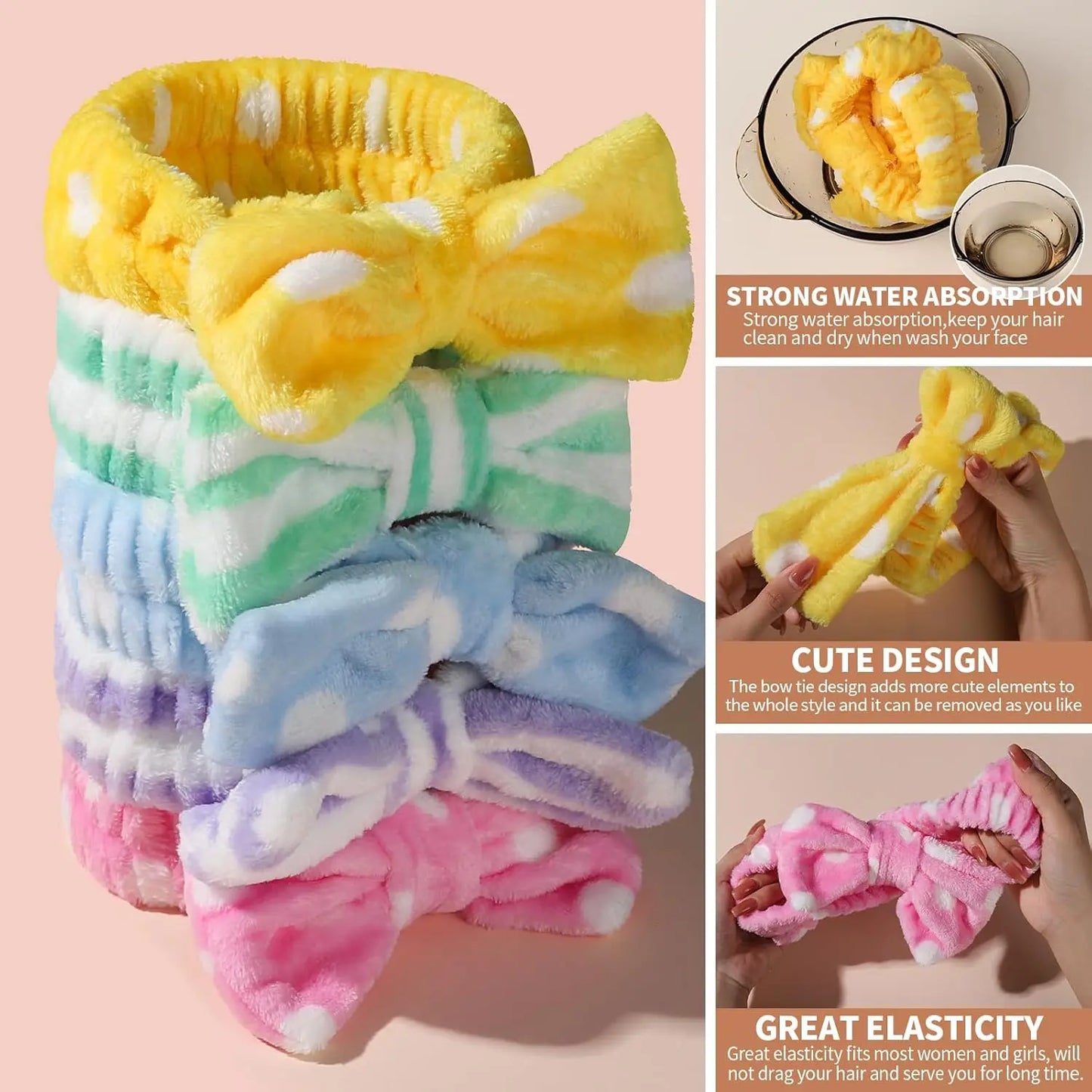 Velvet Spa Bow Band- Soft & Stretchy for Face Care